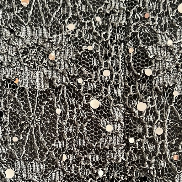 Connected Apparel Black Sequin Dress with Flared Sheer Sleeves Size 16 - Picture 10 of 16